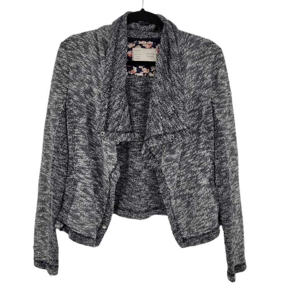 Saturday Sunday Anthropologie womens Medium blue moto snap up cardigan jacket